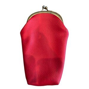 Vintage Faux Red Leather With Clasp Cigarette, Sunglass Holder Made In Hong Kong
